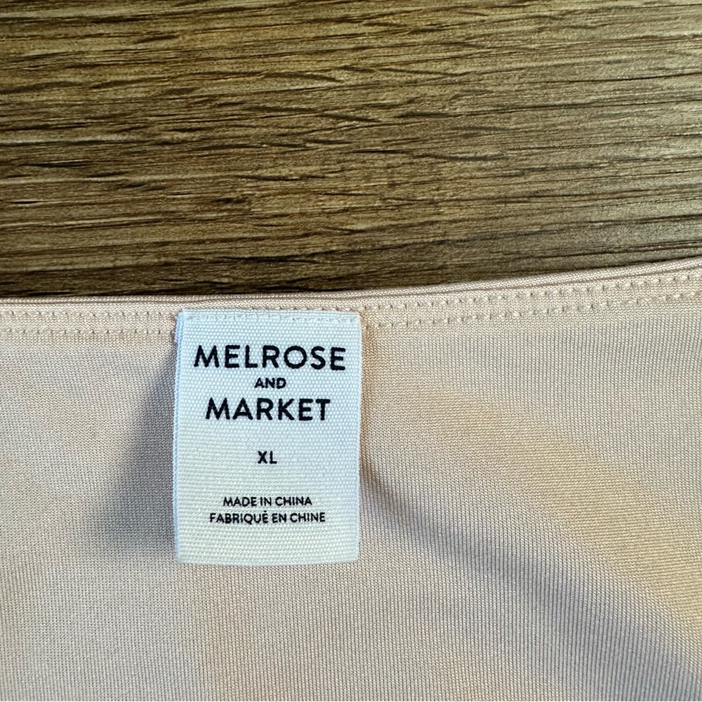 Melrose & Market Square Neck Long Sleeve Ruching Stretch Pleat Office‎ Pink XL - Picture 2 of 11